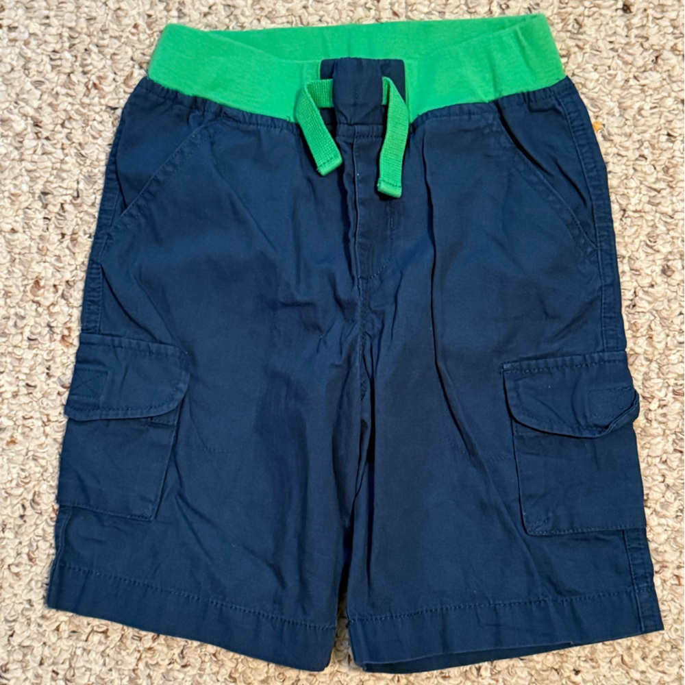 Chaps Sport Kids Navy Blue Cargo Shorts with Green Waistband